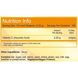 VITAMIN C CRYSTALS 100% Pure Ascorbic Acid POWDER (ΒΙΟΔΙΑΘΕΣΙΜΗ ΒΙΤΑΜΙΝΗ C ΣΕ ΜΟΡΦΗ ΣΚΟΝΗΣ) NOW FOODS 227gr ΒΙΤΑΜΙΝΗ C
